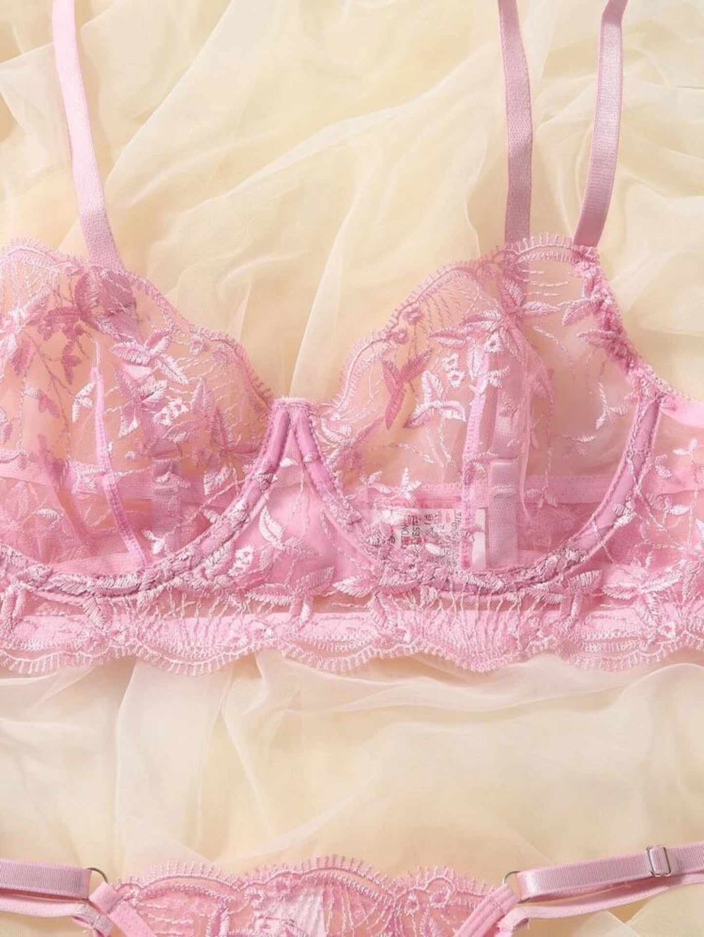 Pink Lingerie Set Embroidered - Self Care Shop