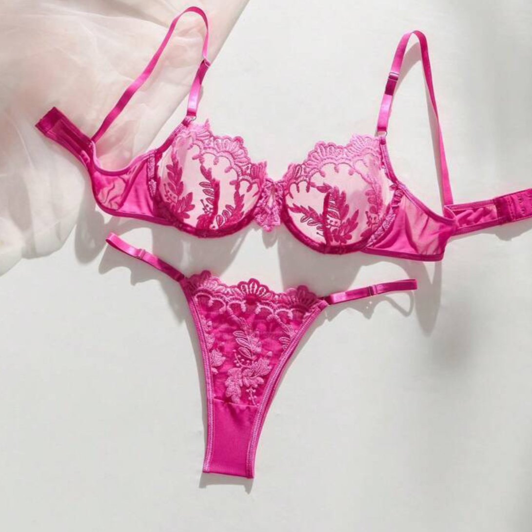 Pink Lingerie Set Floral - Self Care Shop