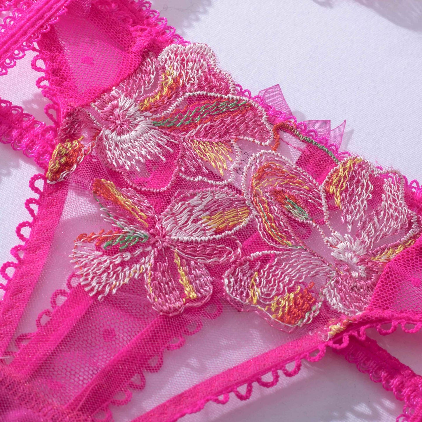 Pink Lingerie Set Floral Embroidery - Self Care Shop