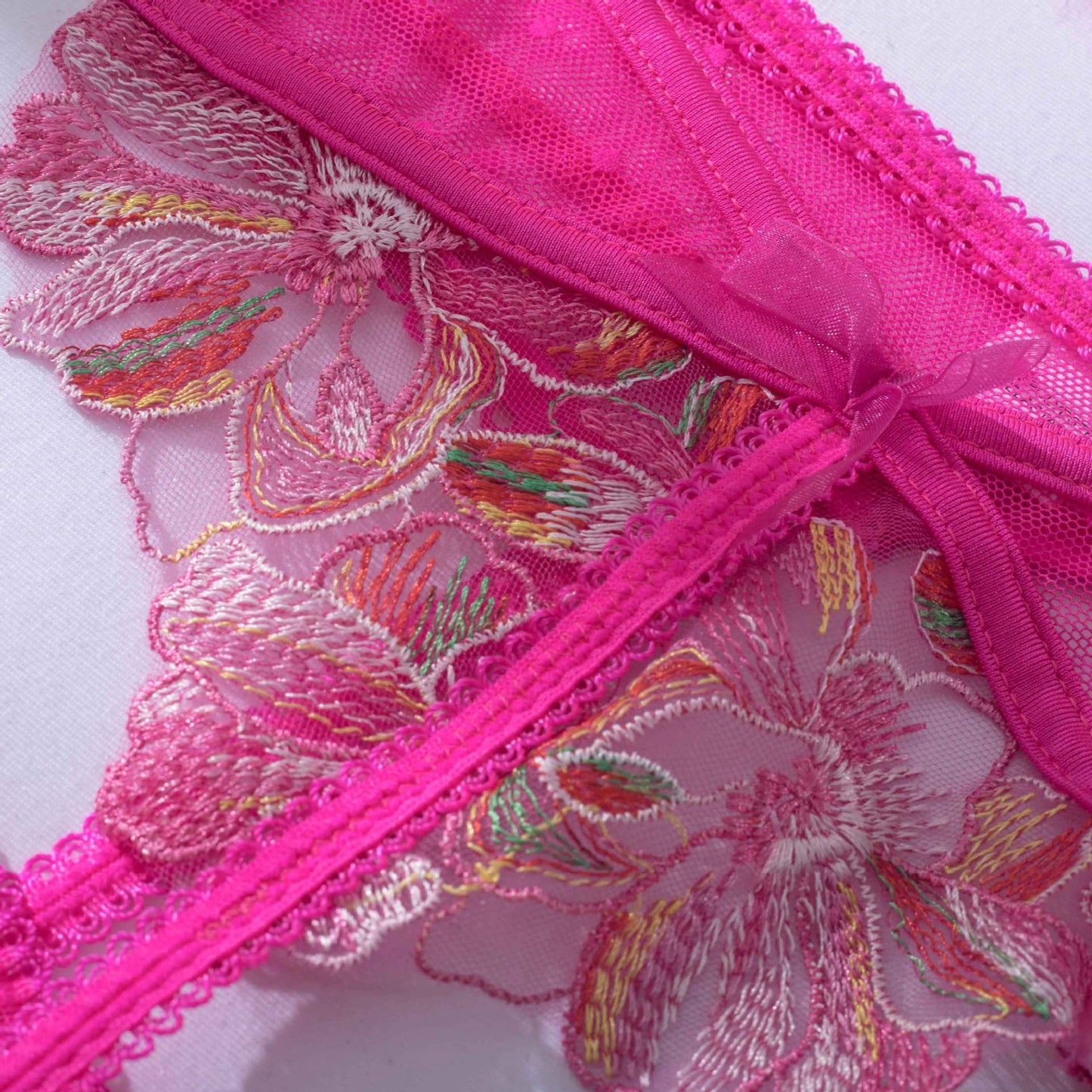 Pink Lingerie Set Floral Embroidery - Self Care Shop