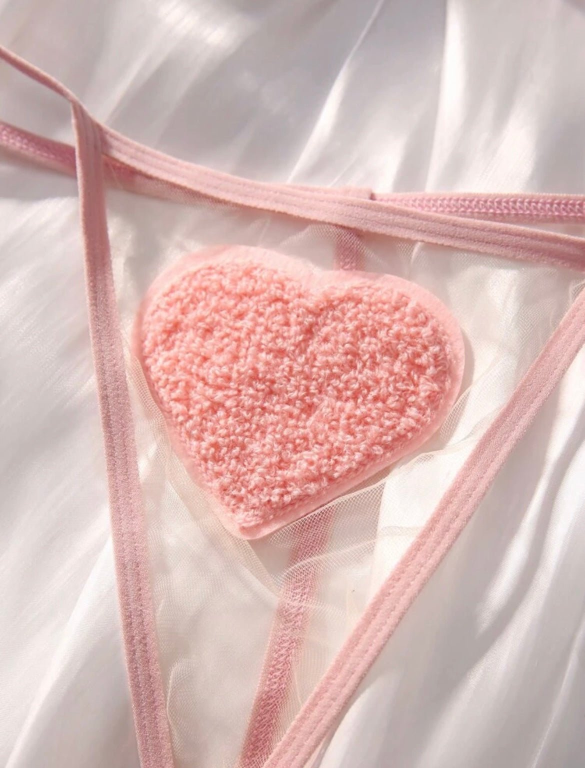 Pink Lingerie Set Heart Embroidered - Self Care Shop