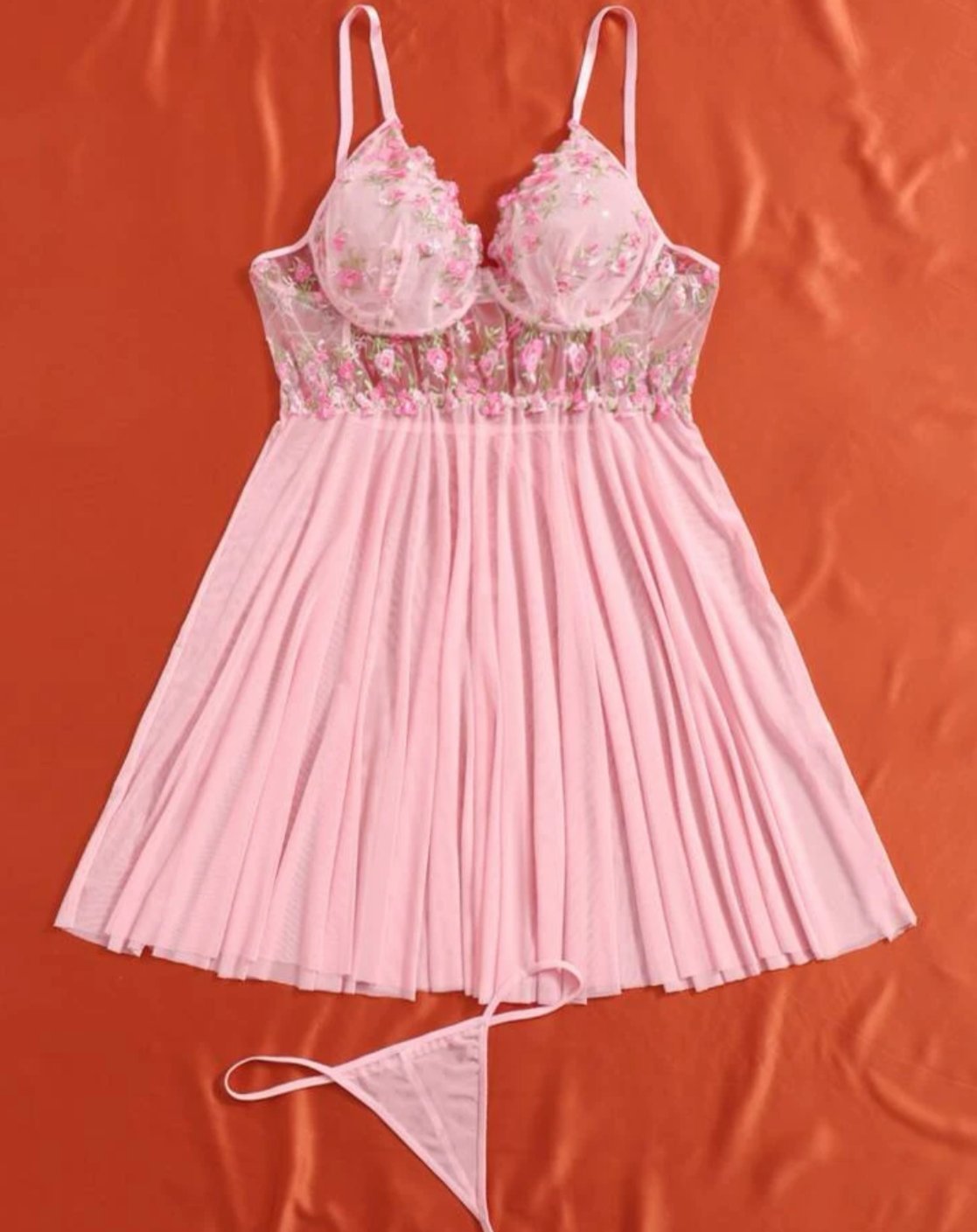 Plus Size Lingerie Pink Embroidered Set - Self Care Shop