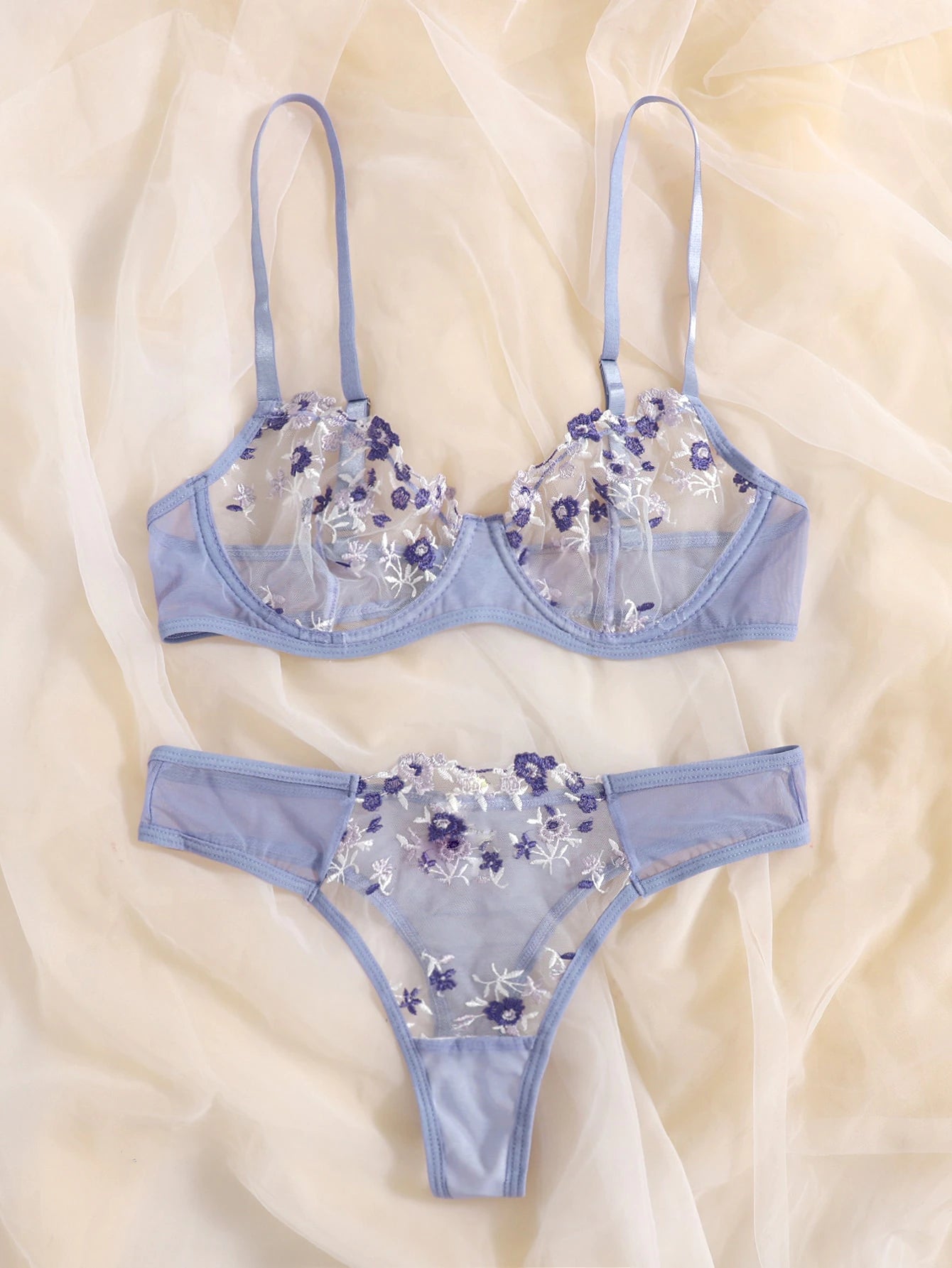 Purple Floral Lingerie Set - Self Care Shop