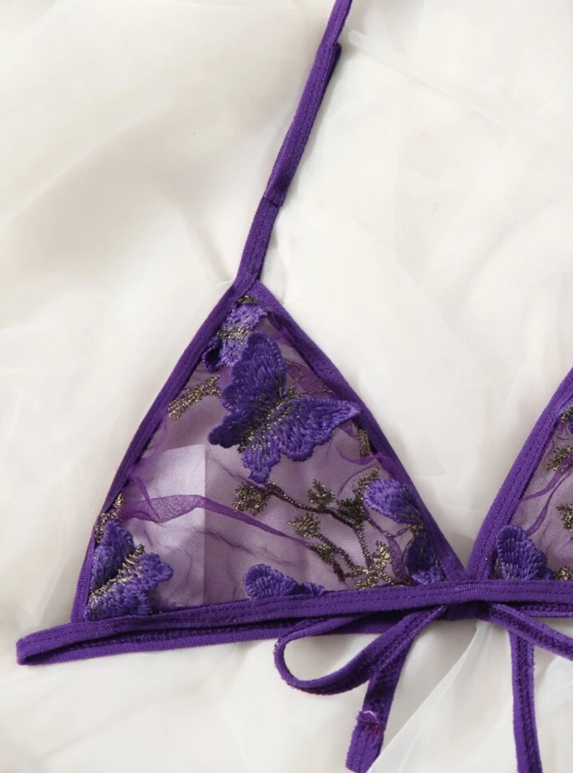 Purple Lingerie Set Butterfly Mesh - Self Care Shop