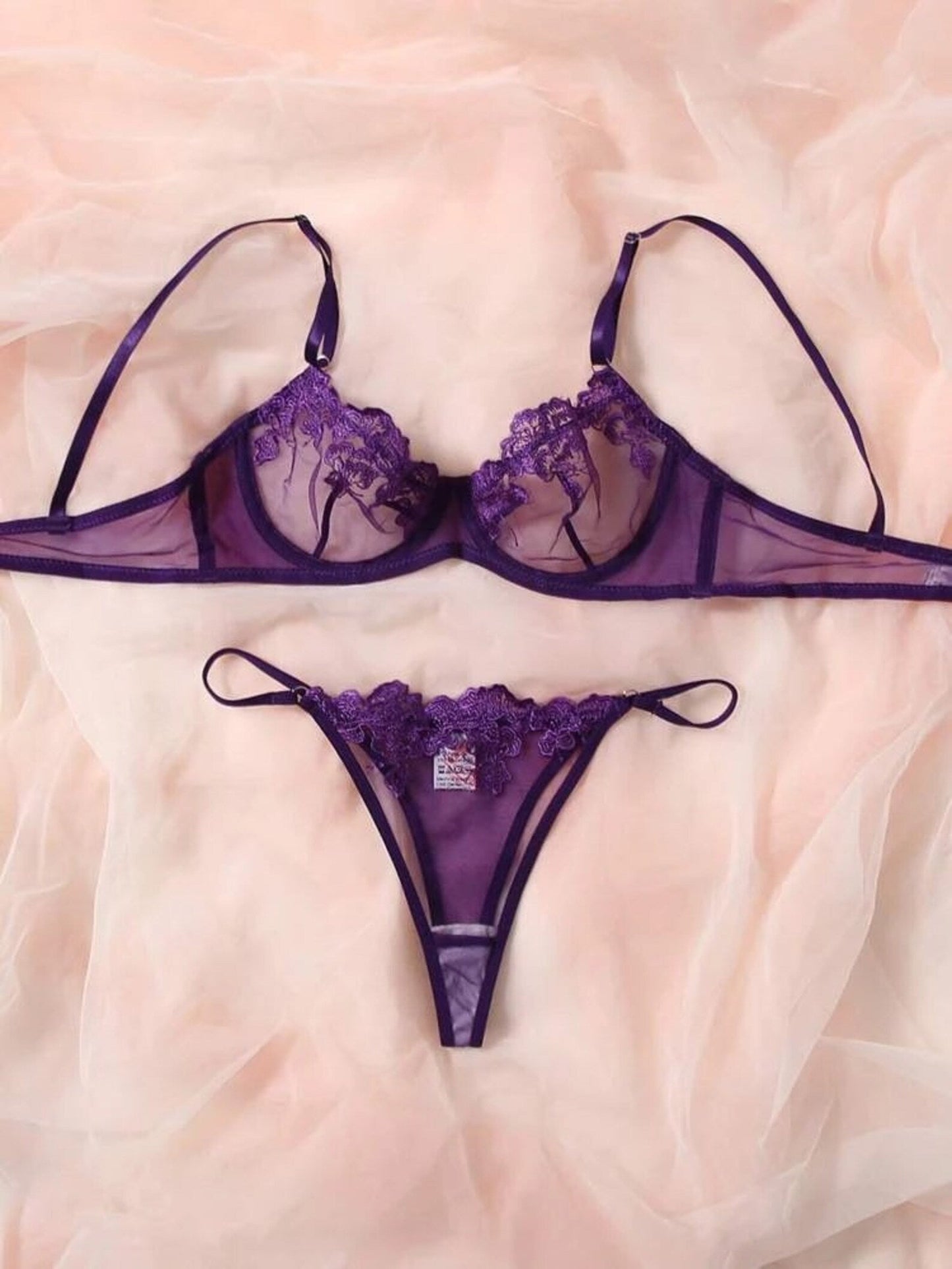 Purple Lingerie Set Sheer - Self Care Shop