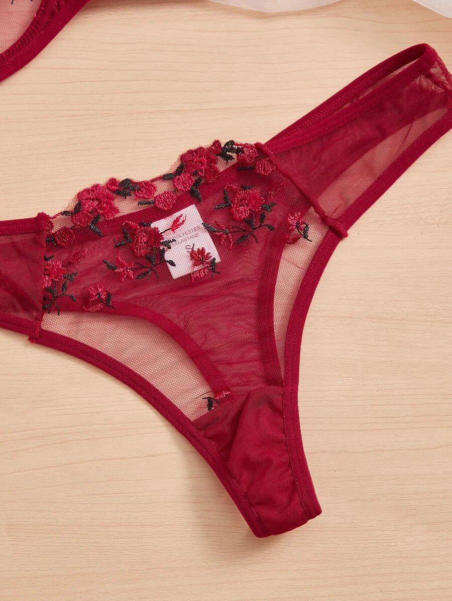 Red Floral Lingerie Set - Self Care Shop