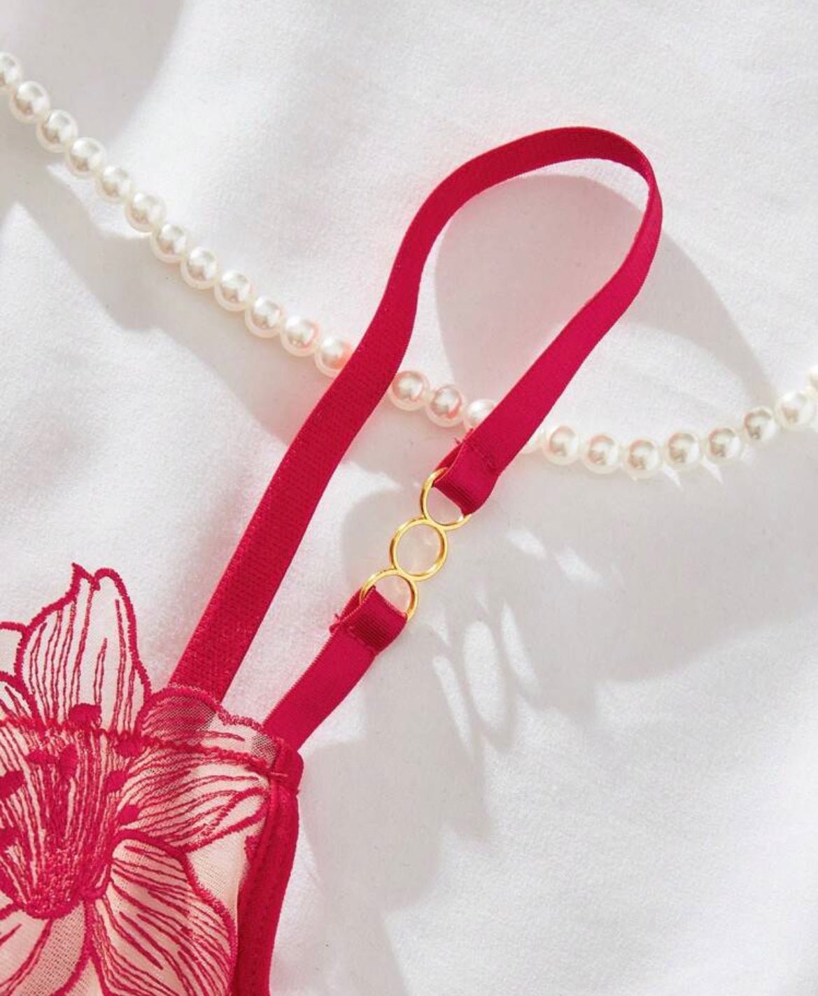 Red Lingerie Set Embroidered - Self Care Shop