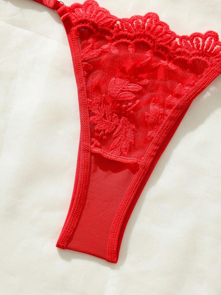 Red Lingerie Set Floral Lace - Self Care Shop