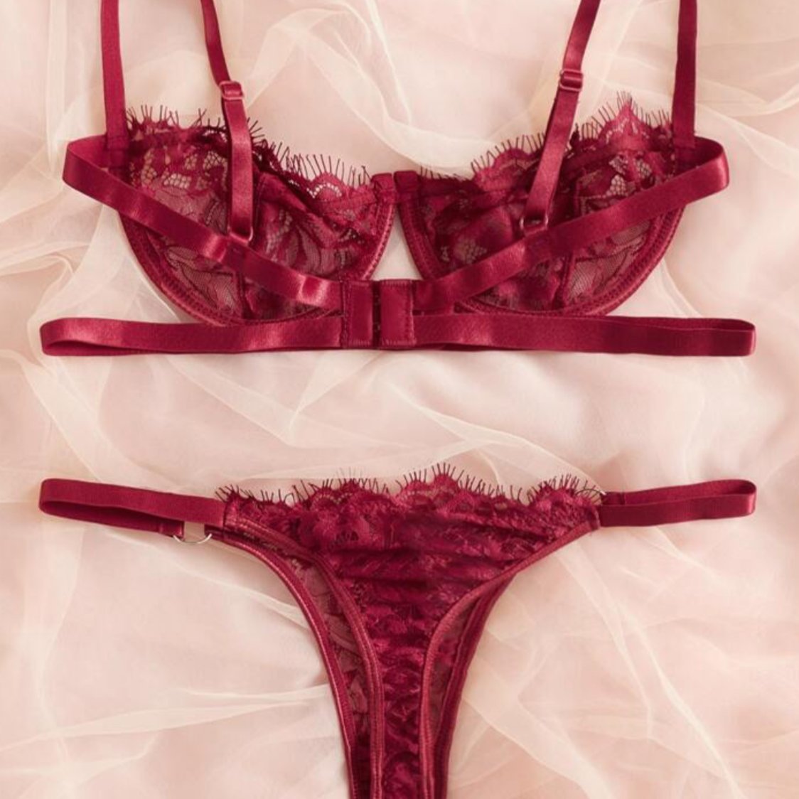 Red Lingerie Set See Through - Self Care Shop