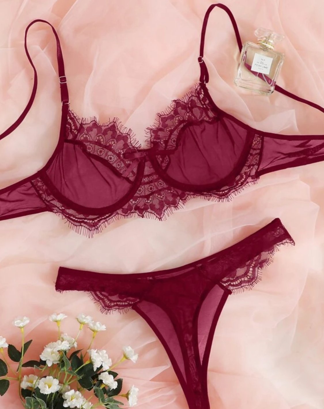 red lingerie silk