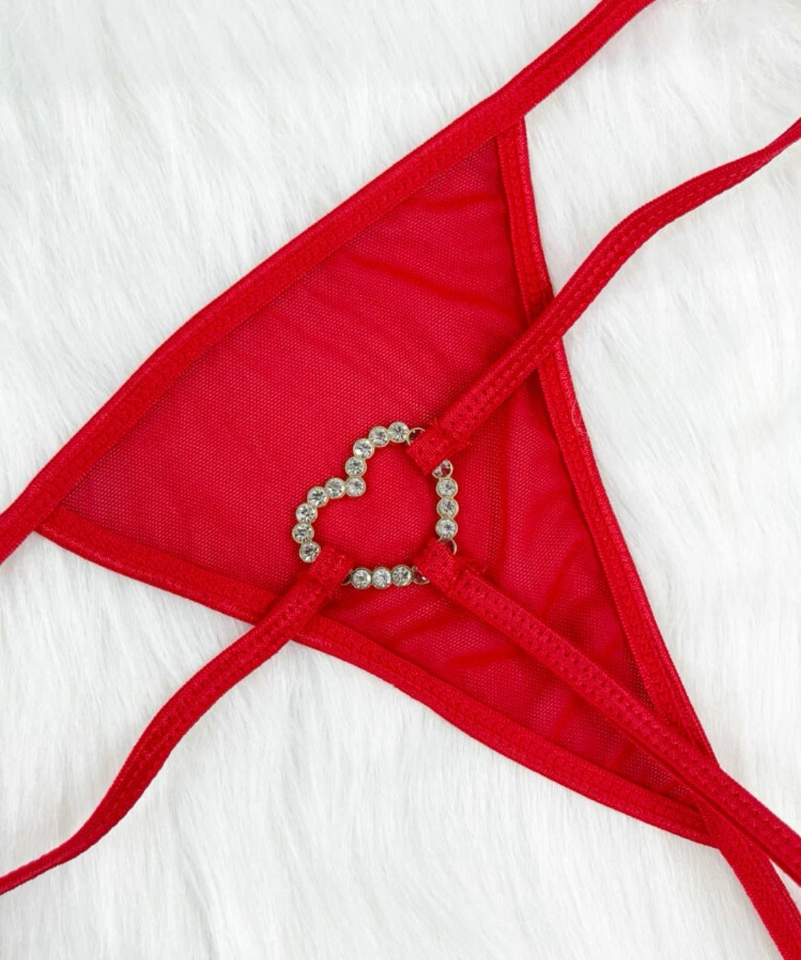 Rhinestone Heart Thong Sheer - Self Care Shop