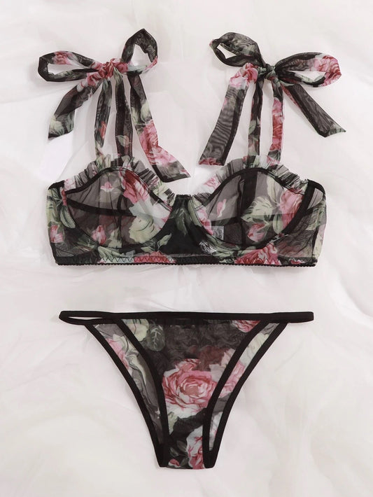 black lingerie floral