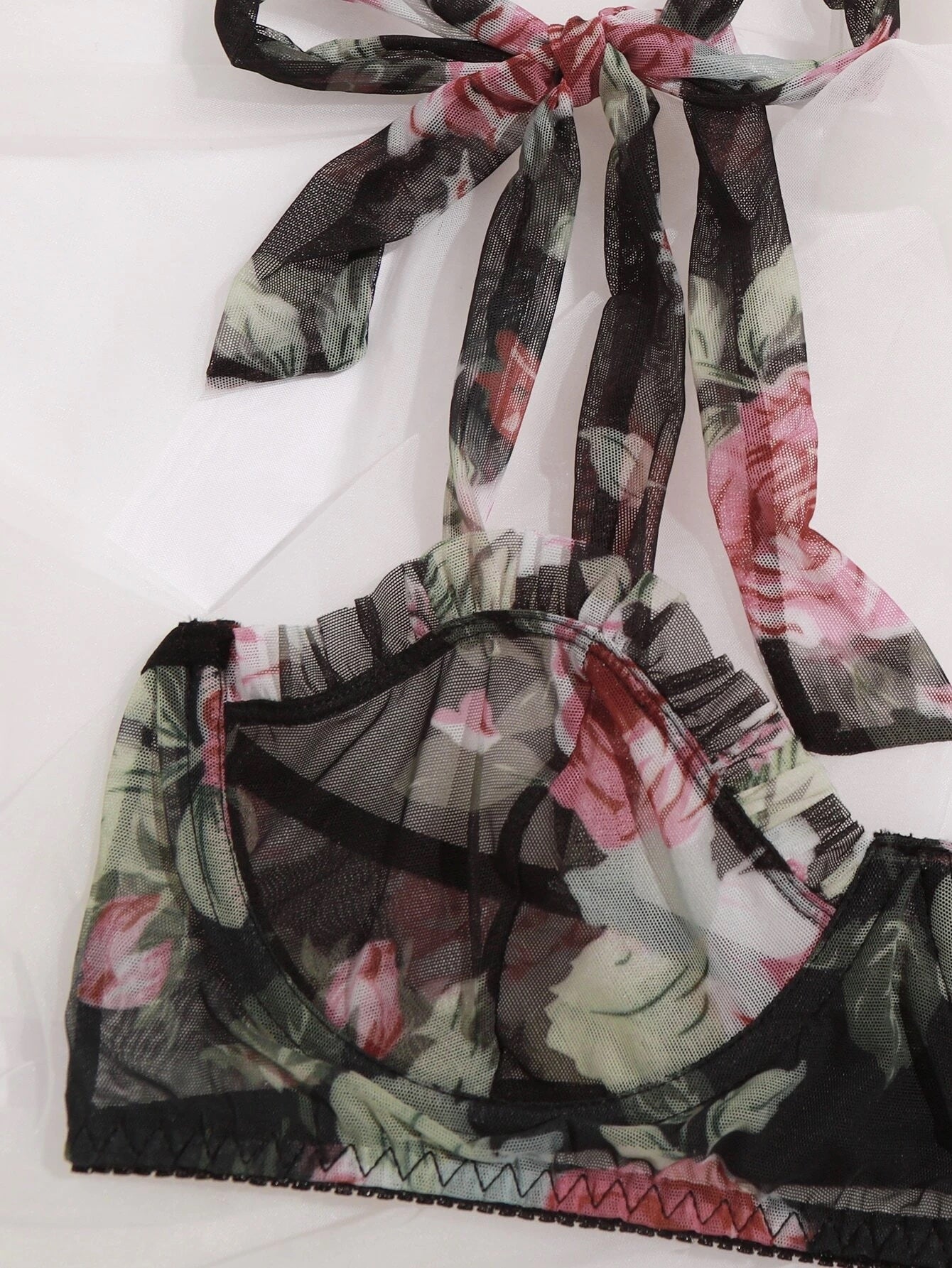 See Through Lingerie Set Black Bow Strap - Self Care Shop