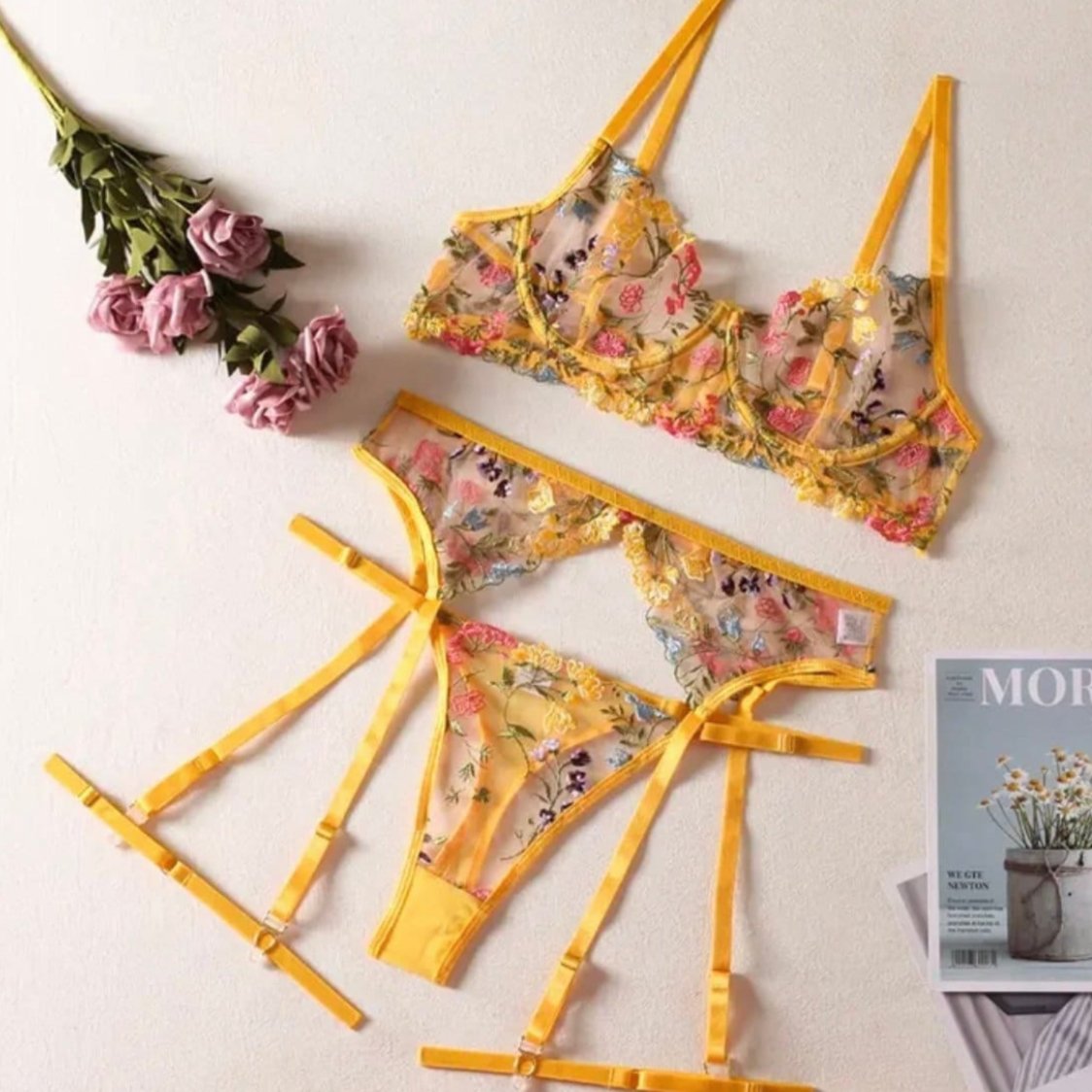 yellow lingerie