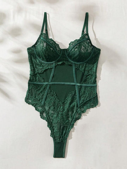 green bodysuit lingerie