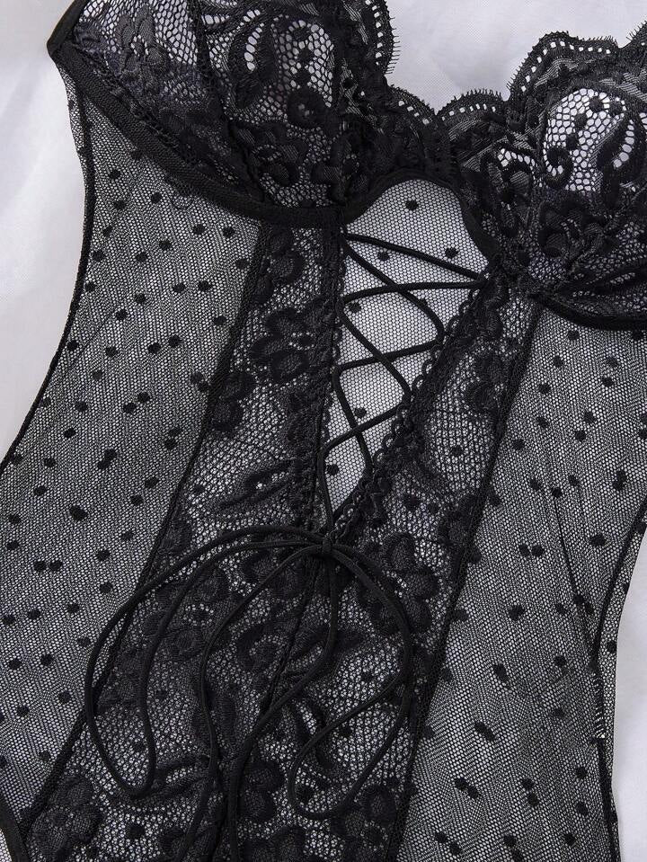 Black Lingerie Lace Bodysuit