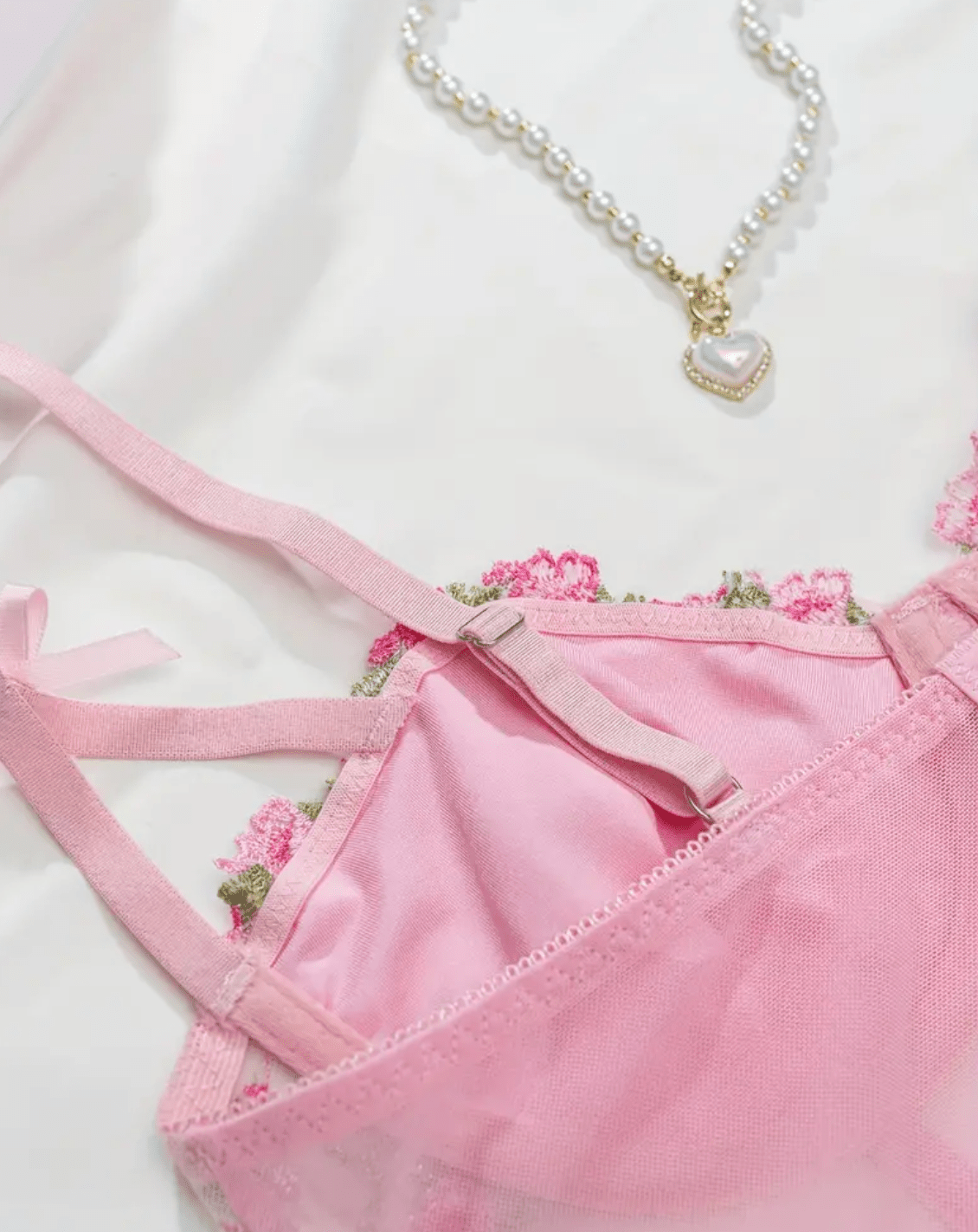 pink bralette top with straps