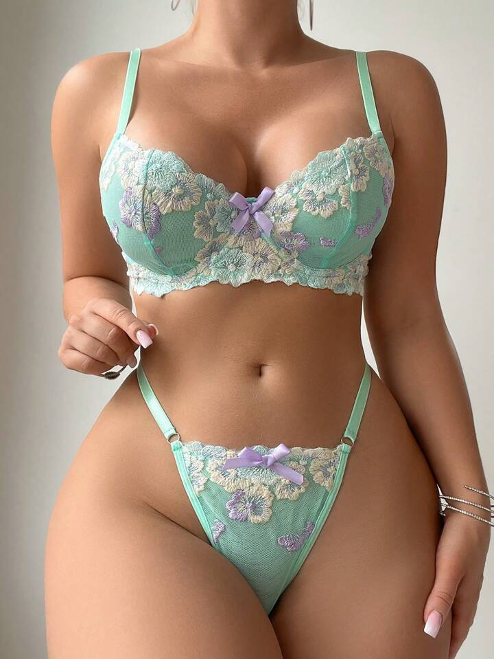 green bra and panty set