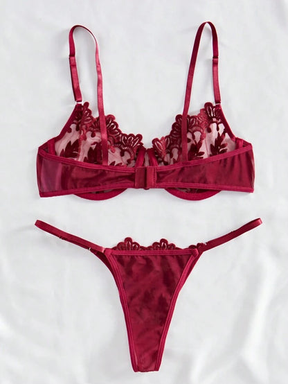burgundy lingerie set
