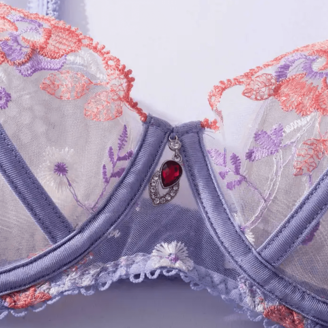light purple sheer lingerie bra
