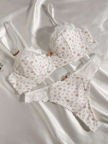 white floral bra and panty set