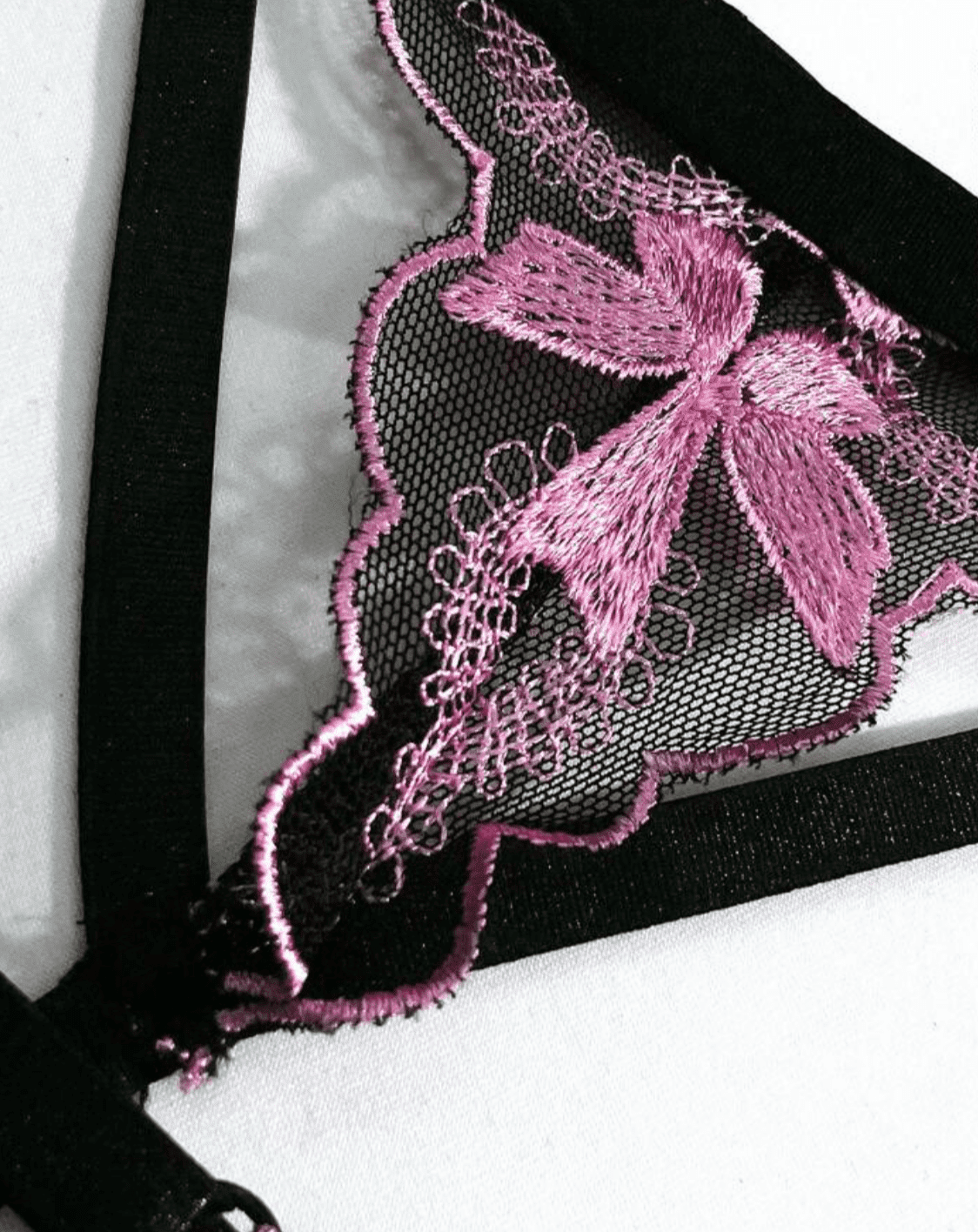 black and pink garter belt lingerie accessories