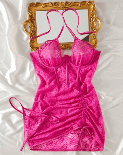 Hot Pink Lingerie Dress Lace Negligees Set Self Care Shop Hot Pink Lingerie Dress Lace Negligees Set Self Care Shop