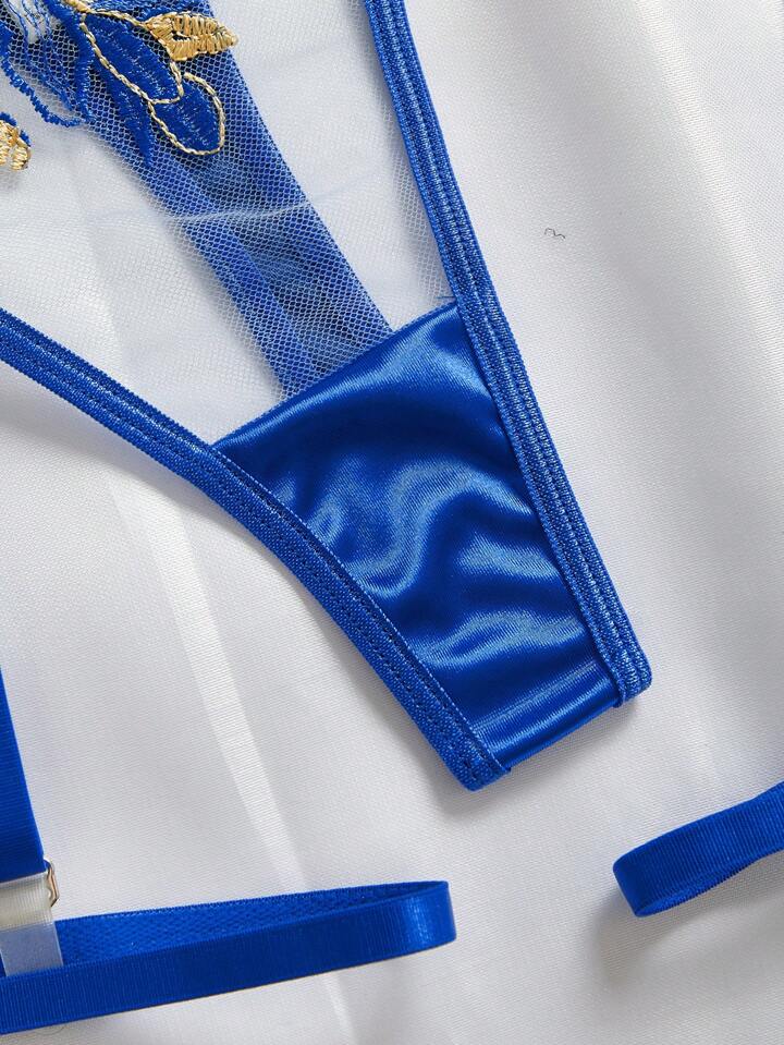 blue silk sexy underwear