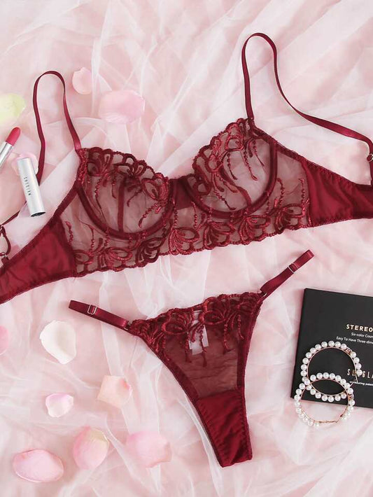 burgundy lingerie set