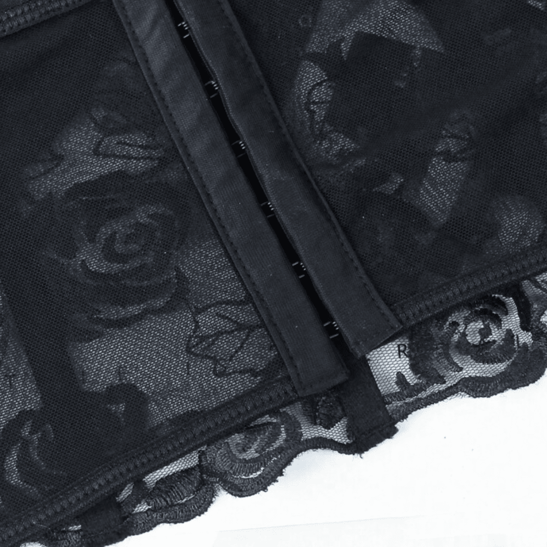 black lace corset sheer