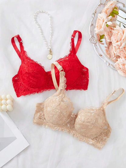 bra intimates pack of Two Red and Beige