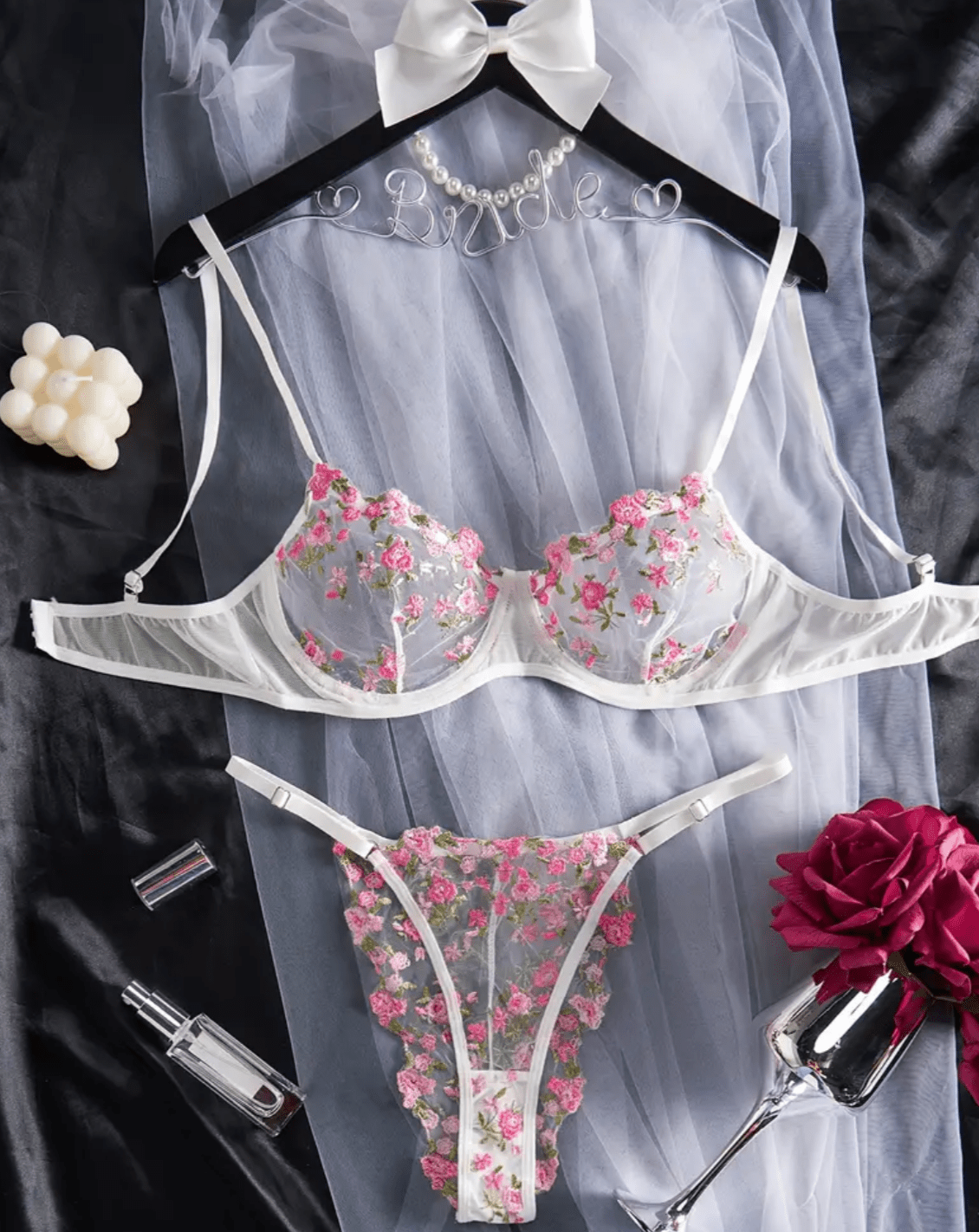 white floral lingerie set