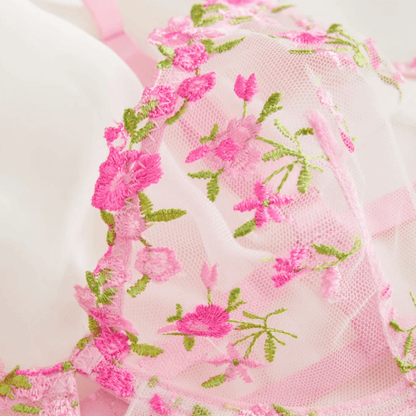 pink floral lace bralette
