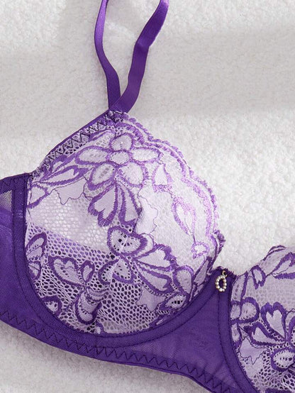 purple lace lingerie bra