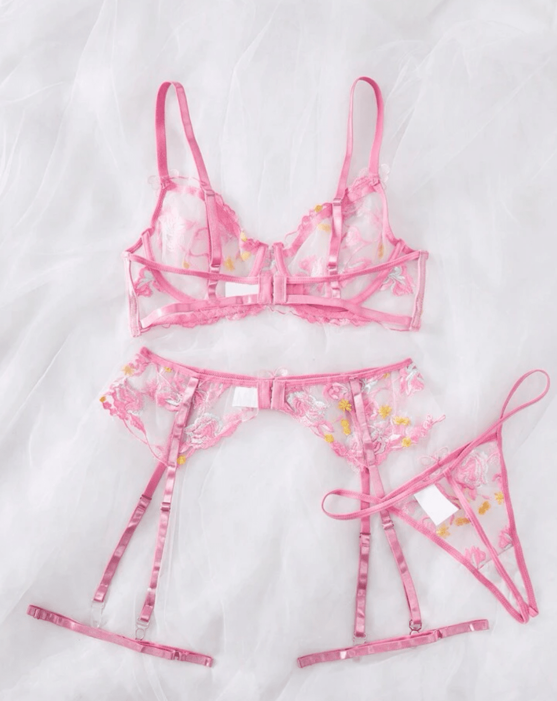 soft pink lingerie garter set
