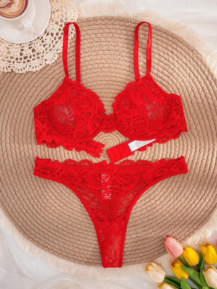 Sheer Lace Bra and Panty Set