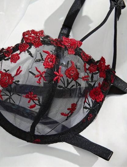 red and black lingerie bra