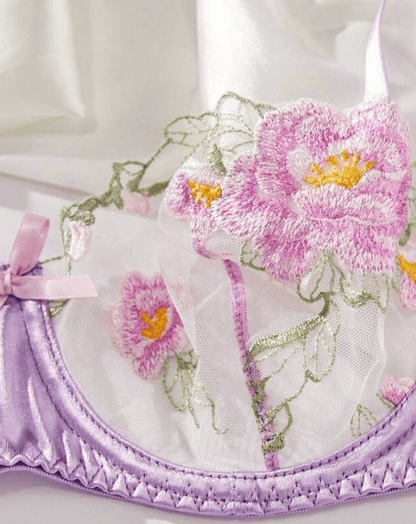 purple lingerie set floral