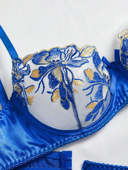 blue lingerie bralette sheer lace bra