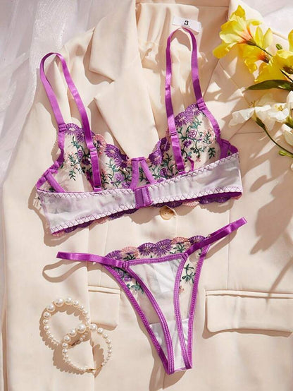 purple lingerie bra and panty set