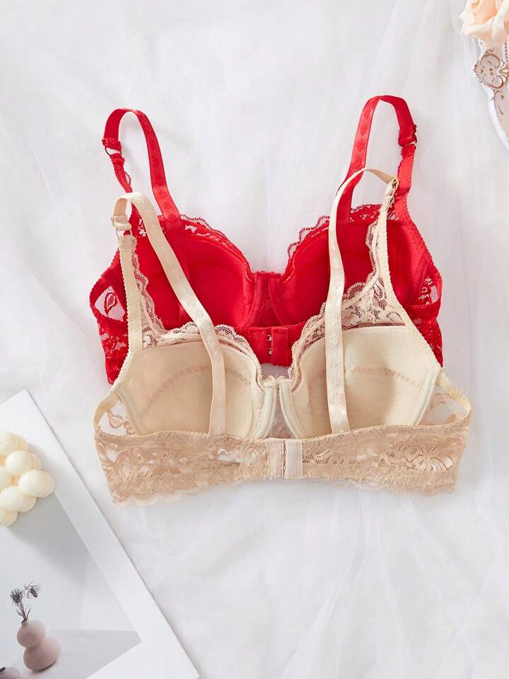 Bralette Pack of Two Red and nude