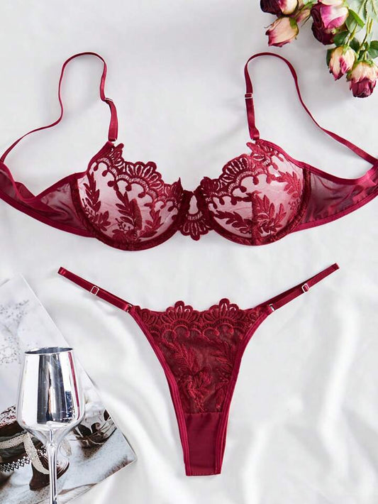 burgundy lingerie set sexy