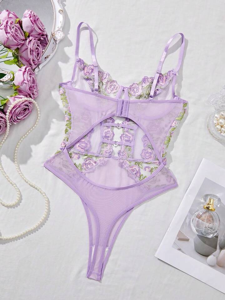 purple lingerie bodysuit