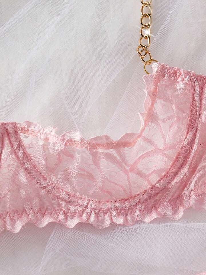 Lace Lingerie Crotchless Bra and Panty Set Erotic Intimates