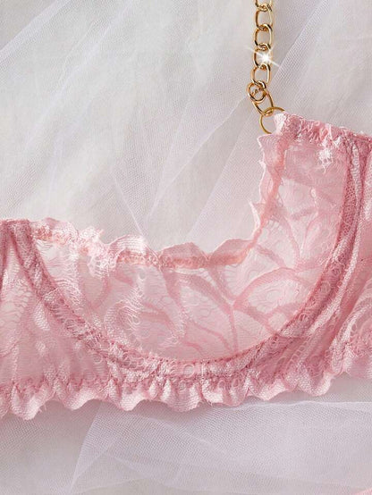 Lace Lingerie Crotchless Bra and Panty Set Erotic Intimates