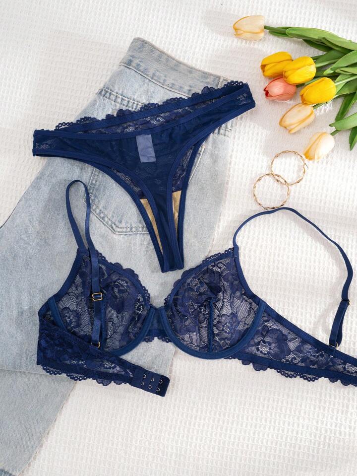 Sheer Lace Bra and Panty Set