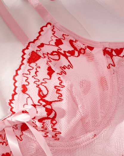 Robe nuisette lingerie rose avec string