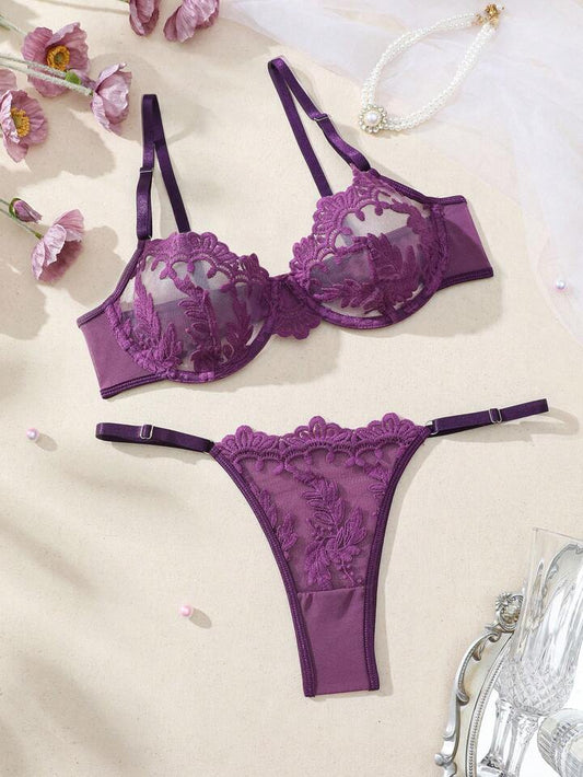 purple lingerie sheer