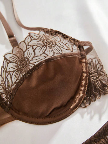 brown silk bra