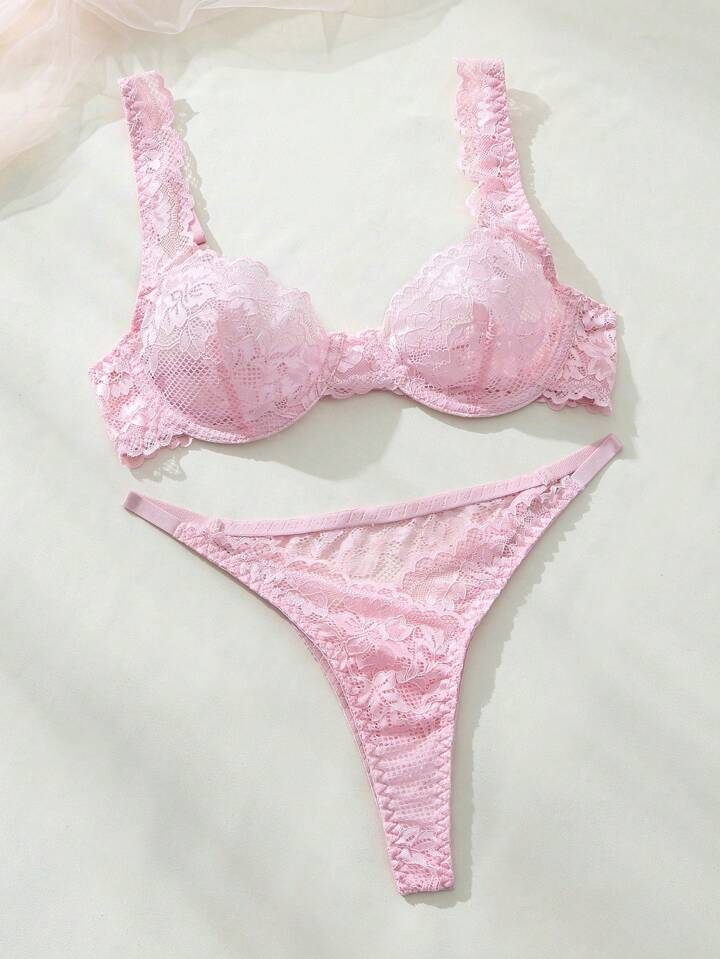 soft pink lingerie lace set